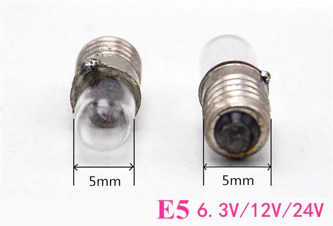 미니 표시등 전구, 소형 전구 신호 램프 비드, E5, 1.5V, 2.5V, 6V, E5, 12V, E5, 24V, E5, 6V, 로트당 10 개